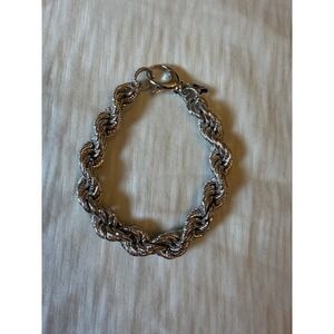 Bronzo Italia Milor Italy Silver Tone Bronze Thick Rope Chain Bracelet 8 Inch